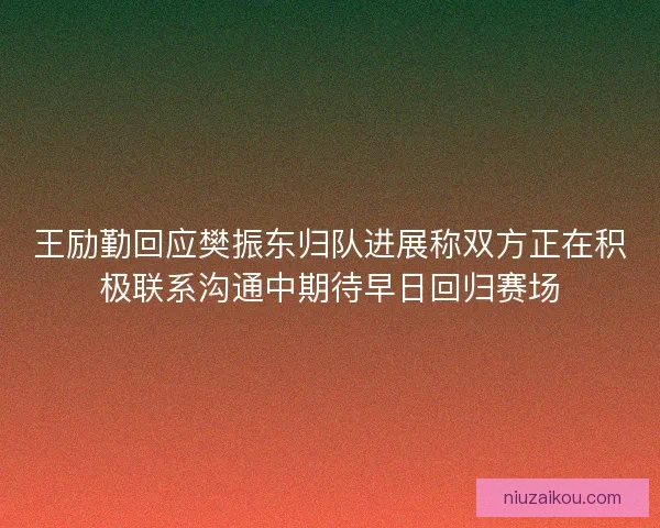 王励勤回应樊振东归队进展称双方正在积极联系沟通中期待早日回归赛场